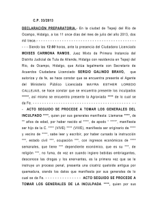 C.P. 33/2013 DECLARACIÓN PREPARATORIA.