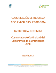 COMUNICACIÓN DE PROGRESO BIOCHEMICAL GROUP 2012