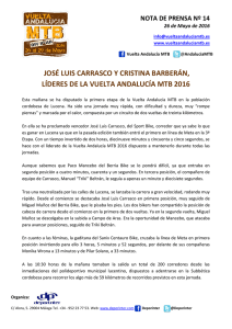 Comunicado 15. Carrasco y Barberán, líderes de la Vuelta
