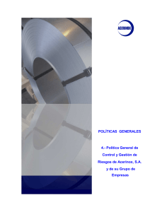 Política General de Control y Gestión de Riesgos de Acerinox, S.A. y