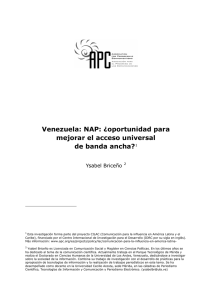 Venezuela: NAP: ¿oportunidad para mejorar el acceso universal de