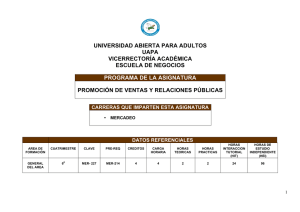 Promoción de Ventas y Relaciones Públicas