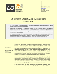UN SISTEMA NACIONAL DE EMERGENCIAS PARA CHILE