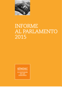 Informe al Parlamento 2015 - Síndic de Greuges de Catalunya