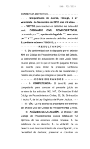 SENTENCIA DEFINITIVA. - Poder Judicial del Estado de Hidalgo