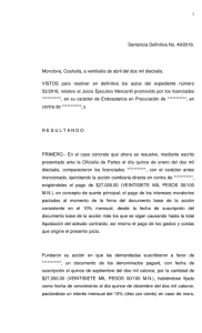 Sentencia Definitiva No. 49/2016. Monclova, Coahuila, a veintiséis