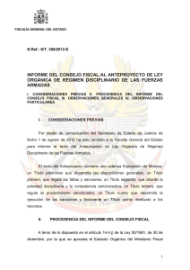 Informe Ministerio Fiscal Sobre el Proyecto de Ley de Régimen