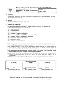 Acciones Correctivas - Instituto Tecnológico de Guaymas
