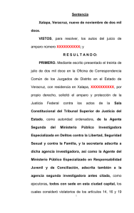 Sentencia Xalapa, Veracruz, nueve de noviembre de dos mil doce
