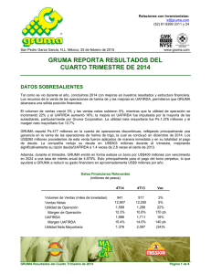 gruma reporta resultados del cuarto trimestre de 2014