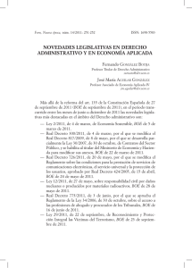 Novedades legislativas en Derecho Administrativo y en Economía