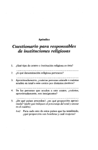 Cuestionario para respomables de instituciones religiosas