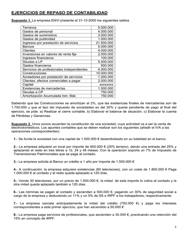 EJERCICIOS DE REPASO DE CONTABILIDAD