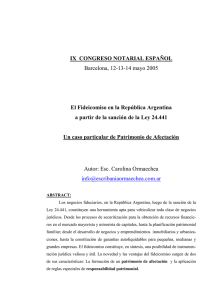 El Fideicomiso en la República Argentina a partir de la sanción de