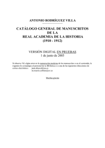Catálogo general de manuscritos de la Real Academia de la