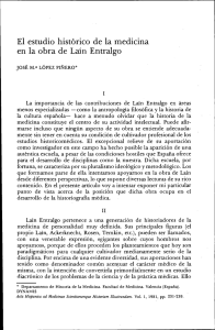 El estudio histórico de la medicina en la obra de Laín Entralgo