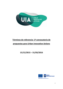 1ª convocatoria de propuestas para Urban Innovative Actions