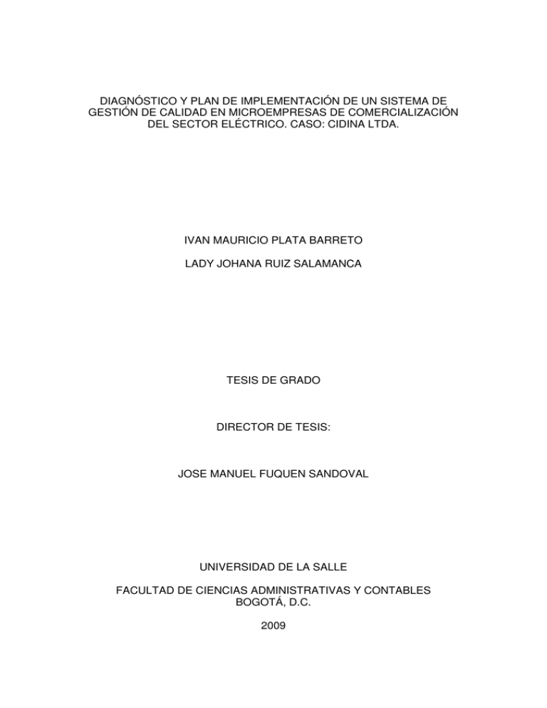 diagnóstico y plan de implementación de un sistema de gestión de