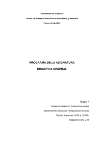 PROGRAMA DE LA ASIGNATURA DIDÁCTICA GENERAL
