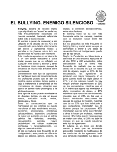 EL BULLYING. ENEMIGO SILENCIOSO
