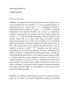 SENTENCIA DEFINITIVA NÚMERO 296/2015 RESULTANDOS