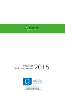 Price List Tarifa de precios 2015