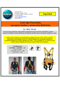 Arnés tipo Paracaídas, con apoyo lumbar y protección