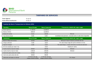 tarifario de servicios - BHD International Bank Panama