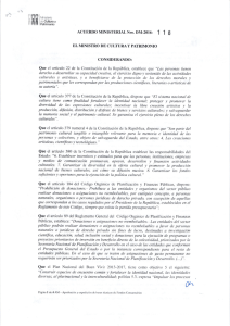 Acuerdo Ministerial - Ministerio de Cultura y Patrimonio