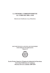 LA MEMORIA CORRESPONDIENTE AL CURSO DE 1909 A 1910