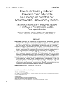 Uso de riboflavina y radiación ultravioleta como adyuvante en el