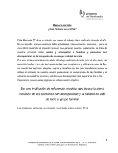 Memoria 2014 en PDF - Senderos del Sembrador