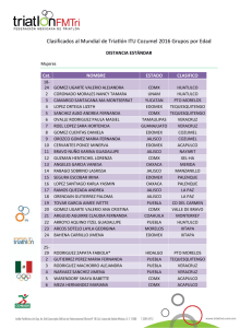 Clasificados al Mundial de Triatlón ITU Cozumel 2016 Grupos por