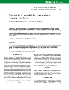Dermatitis a material de osteosíntesis. Revisión del