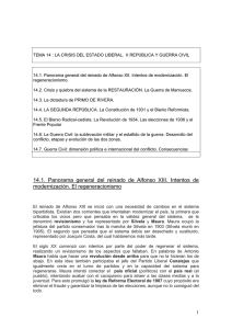 14.1. Panorama general del reinado de Alfonso XIII. Intentos de