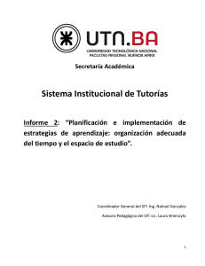 Sistema Institucional de Tutorías - Secretaría Académica - FRBA