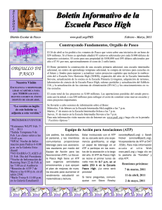 Boletín Informativo de la Boletín Informativo de la Escuela Pasco
