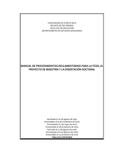manual de procedimientos reglamentarios para la tesis, el proyecto