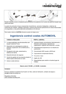 Ingeniero/a control costes AUTOMOVIL