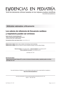 Los valores de referencia de frecuencia cardiaca y respiratoria