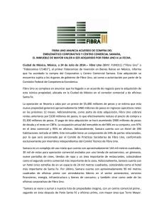 24 Julio 2014, Fibra Uno Anuncia Acuerdo Compra Samara.