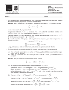 1. Si la población de un - Escuela de Matemáticas UIS