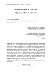 Religiosidad y Poesía en Rubén Darío Religiosity and Poetry in