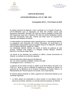 CARTA DE INVITACION LICITACION PRIVADA No. LPV- 01