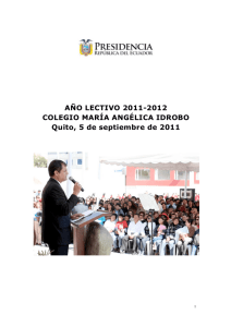 AÑO LECTIVO 2011-2012 COLEGIO MARÍA ANGÉLICA IDROBO