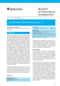 Novedades terapéuticas 2011 - Scientia