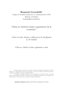 Benjamin Creutzfeldt* China en América Latina