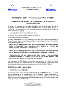 MERCOSUR / SGT-1 “Comunicaciones” / Acta Nº 3/2005 XXX