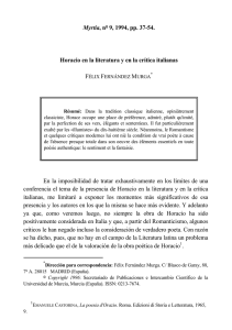 Myrtia, n1 9, 1994, pp. 37-54. Horacio en la literatura y en la crítica