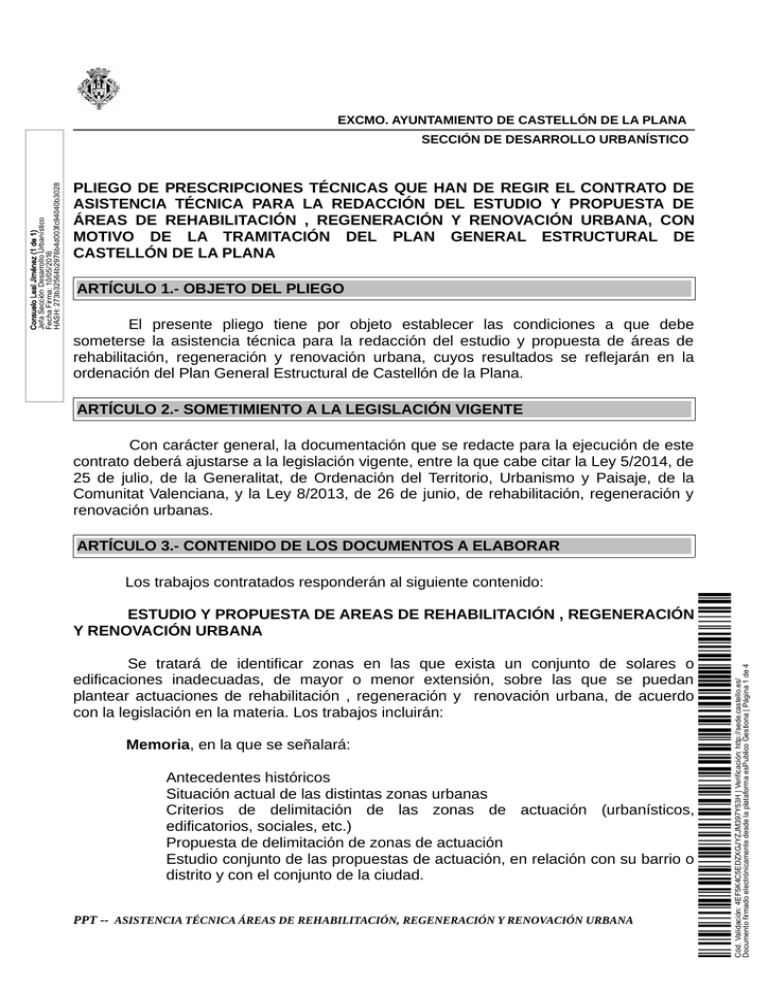 PLIEGO DE PRESCRIPCIONES TÉCNICAS QUE HAN DE REGIR